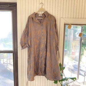 KRISTA LARSON Long Weekender Shirt in Graphite Lion w/ TAGS